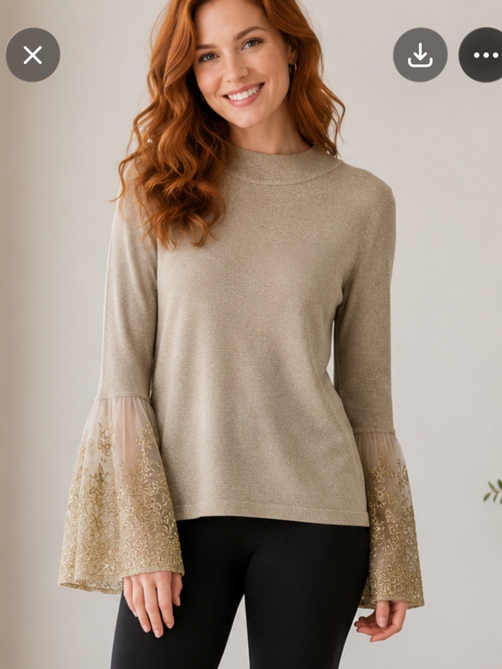 Boston Proper Embroidered Bell Sleeve Sweater Size Small